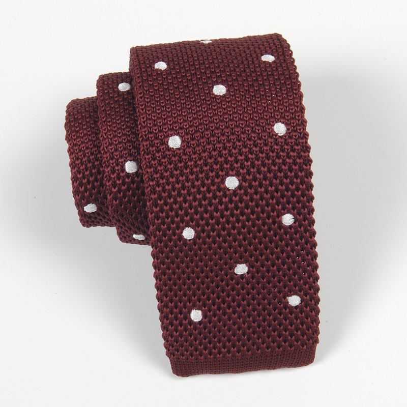 Smal Slips Formell Forretningsvirksomhet Menn Britisk Retro Moteull Strikket 6 cm Flatt Hode Med Polkaprikker