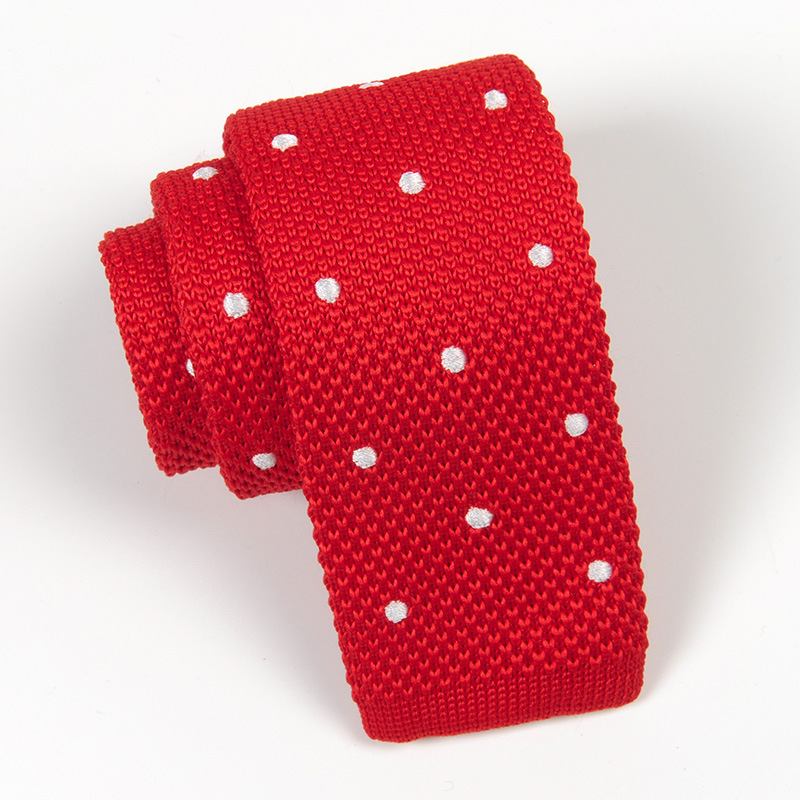 Smal Slips Formell Forretningsvirksomhet Menn Britisk Retro Moteull Strikket 6 cm Flatt Hode Med Polkaprikker