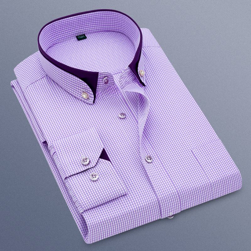 Høst Menns Business Casual Langermet Skjortejakke Grunnleggende Bunnskjorte