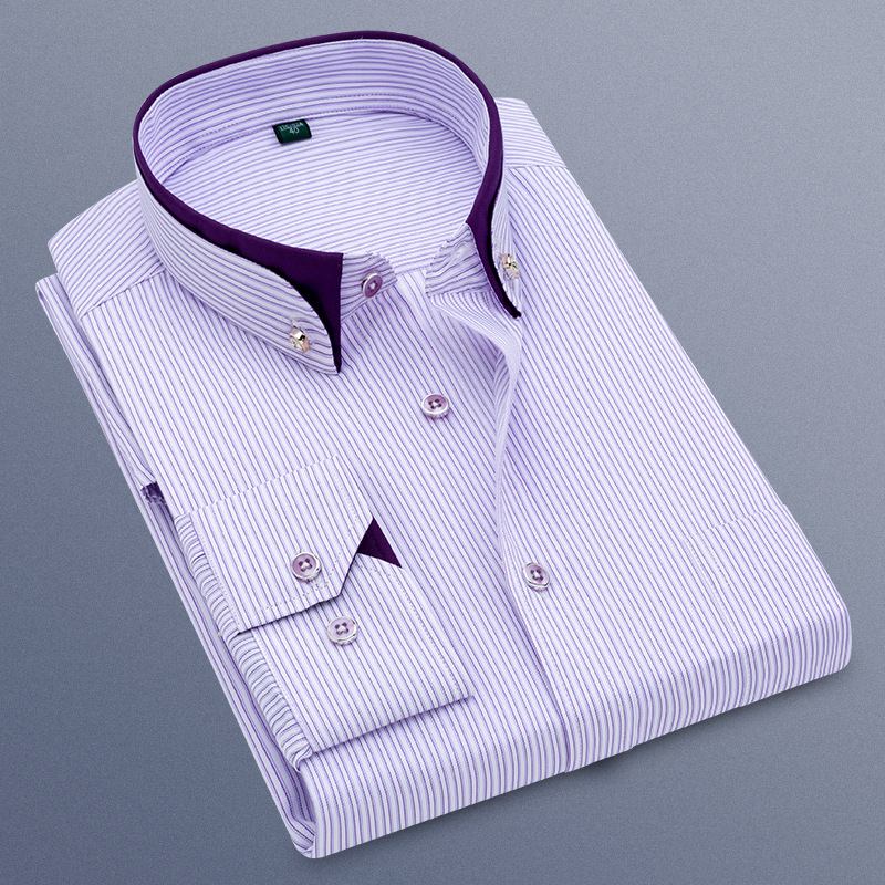 Høst Menns Business Casual Langermet Skjortejakke Grunnleggende Bunnskjorte