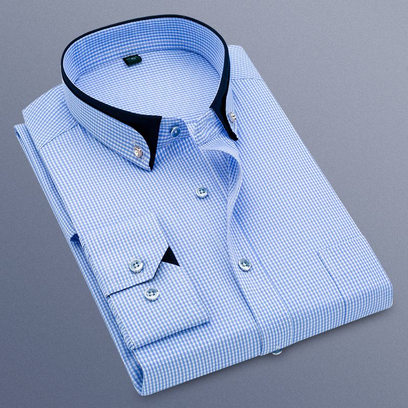 Høst Menns Business Casual Langermet Skjortejakke Grunnleggende Bunnskjorte