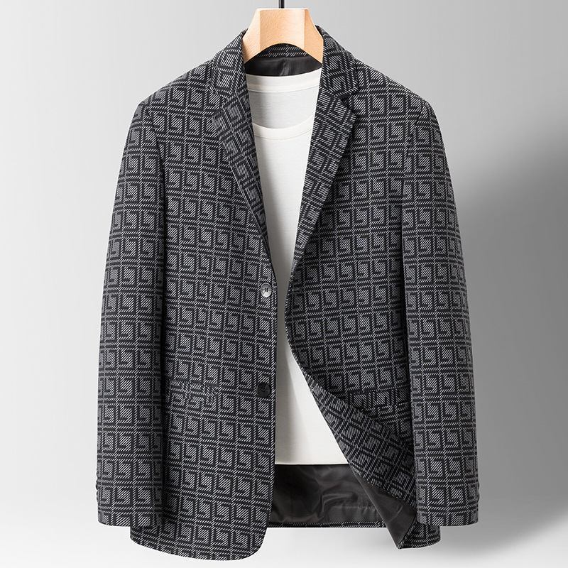 Herredresser 2022 Vår Høst Ungdom Business Casual Rutete Dress Herre Tynn Frakk Herreklær