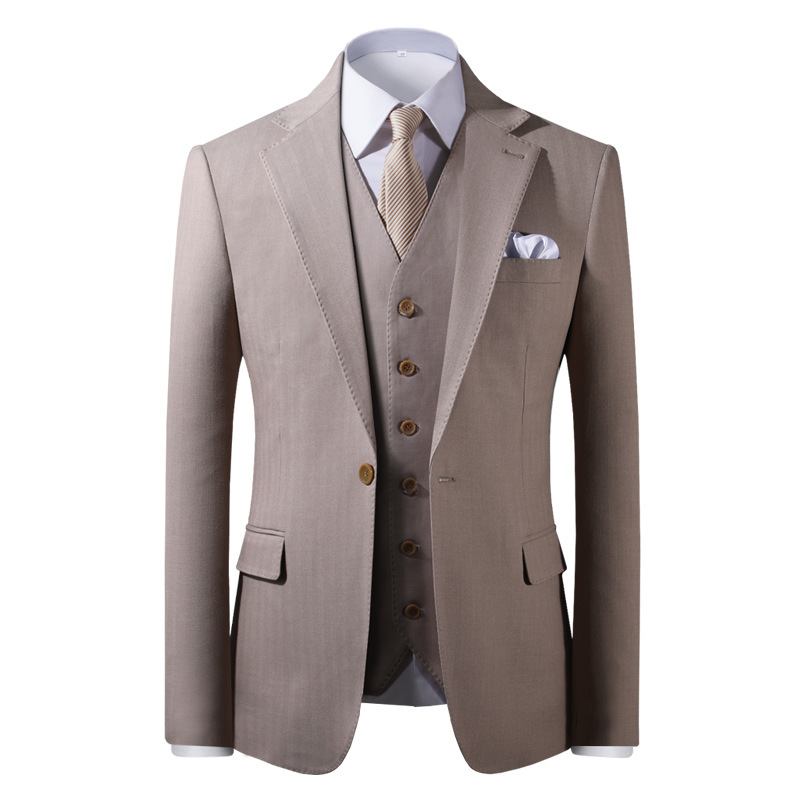 Dress Herre Slim Business Fritidsdress Britisk Lys Farge Daglig Tredelt