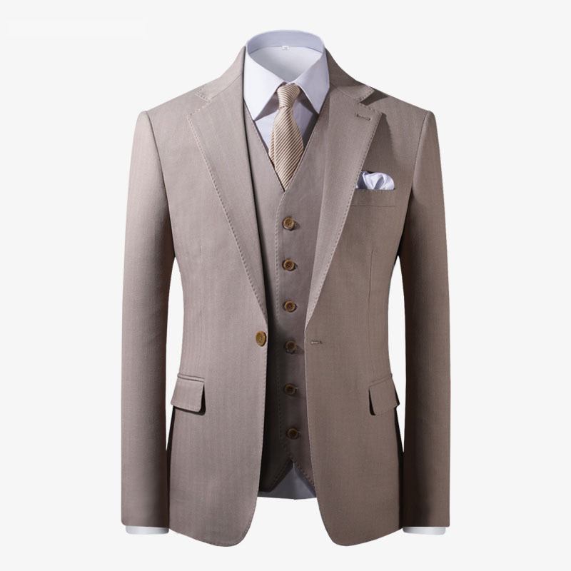 Dress Herre Slim Business Fritidsdress Britisk Lys Farge Daglig Tredelt