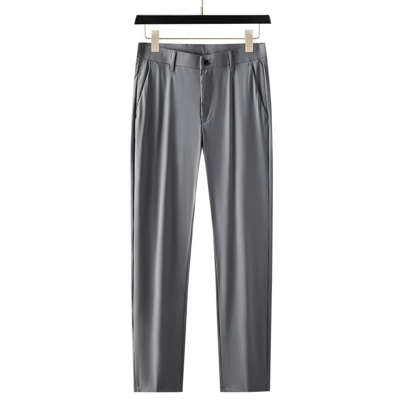 Sommer Tynn Is Silkebukser Herre Strykefri Straight Casual Bukser Elastiske Lange Lette Business Dressbukser