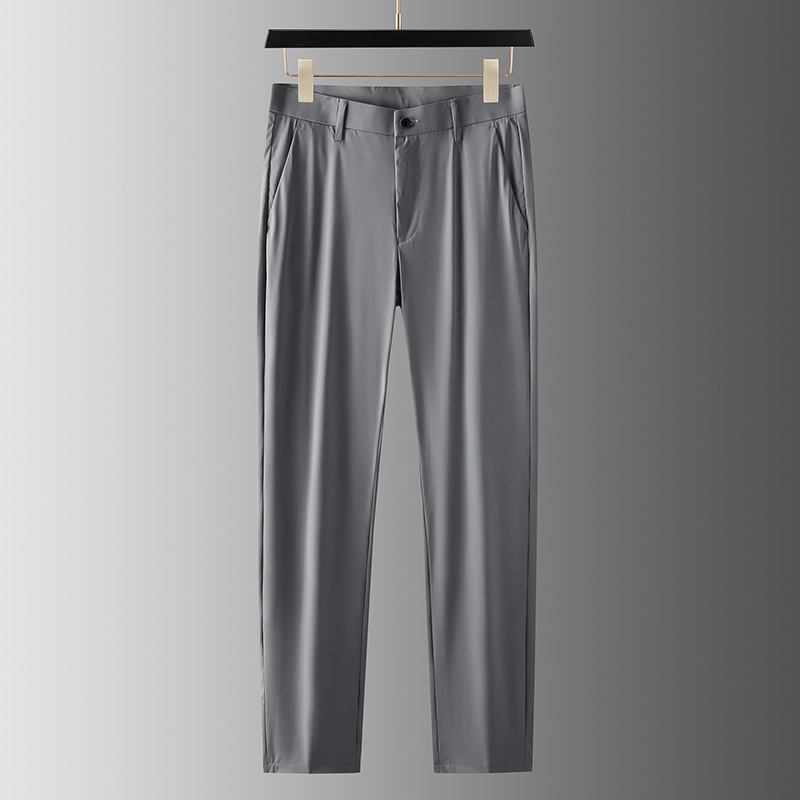 Sommer Tynn Is Silkebukser Herre Strykefri Straight Casual Bukser Elastiske Lange Lette Business Dressbukser