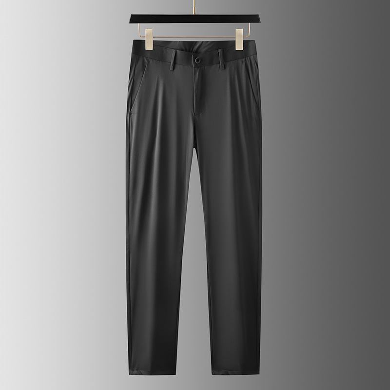 Sommer Tynn Is Silkebukser Herre Strykefri Straight Casual Bukser Elastiske Lange Lette Business Dressbukser