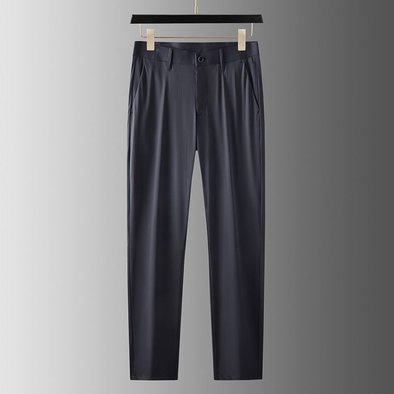 Sommer Tynn Is Silkebukser Herre Strykefri Straight Casual Bukser Elastiske Lange Lette Business Dressbukser